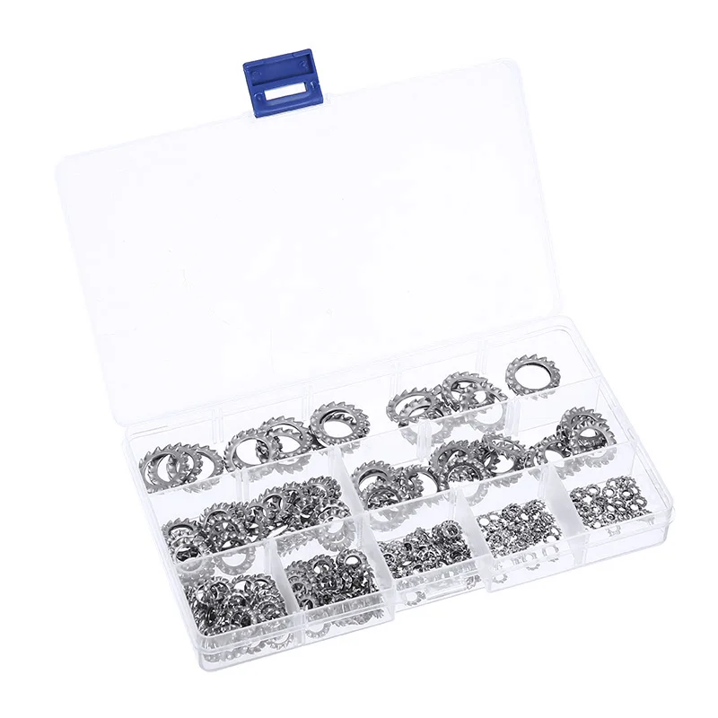 300 шт. в ассортименте комплект шайб из нержавеющей стали 304 с внешними зубьями