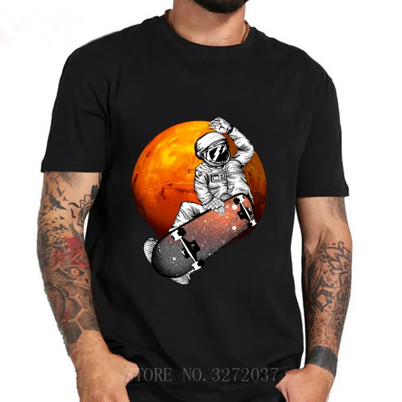 Awesome Adventure Лето Луна скейтборд астронавт Grab печать мужская футболка из хлопка