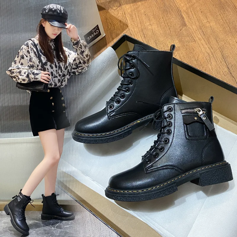 

Женские ботильоны на платформе, демисезонные полусапожки на двойной молнии, 2021