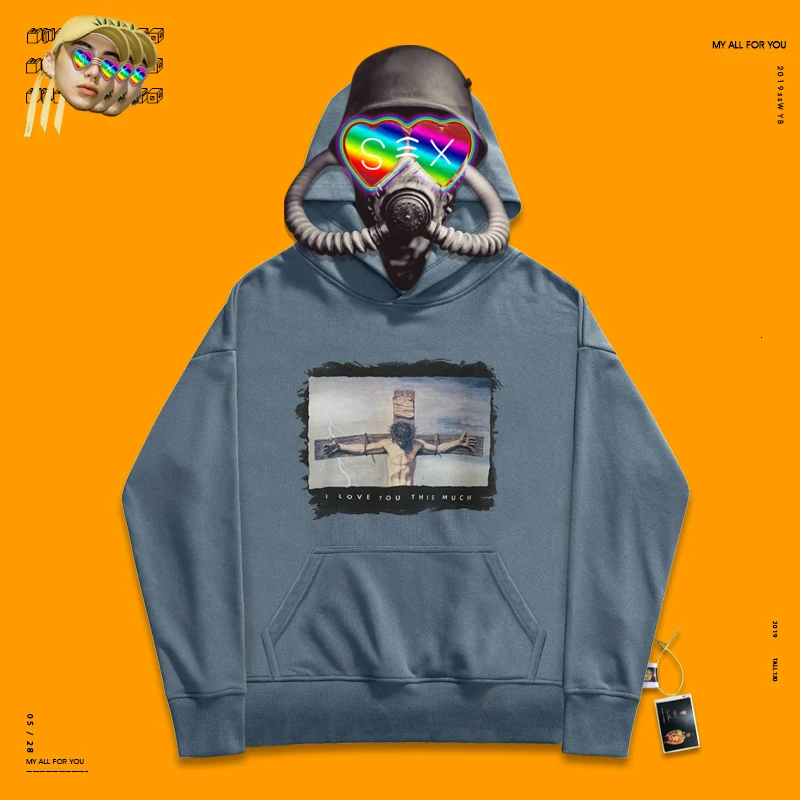 С капюшоном рэп свободный самодельный Досуг Толстовка Мужская Аниме комиксы Ins