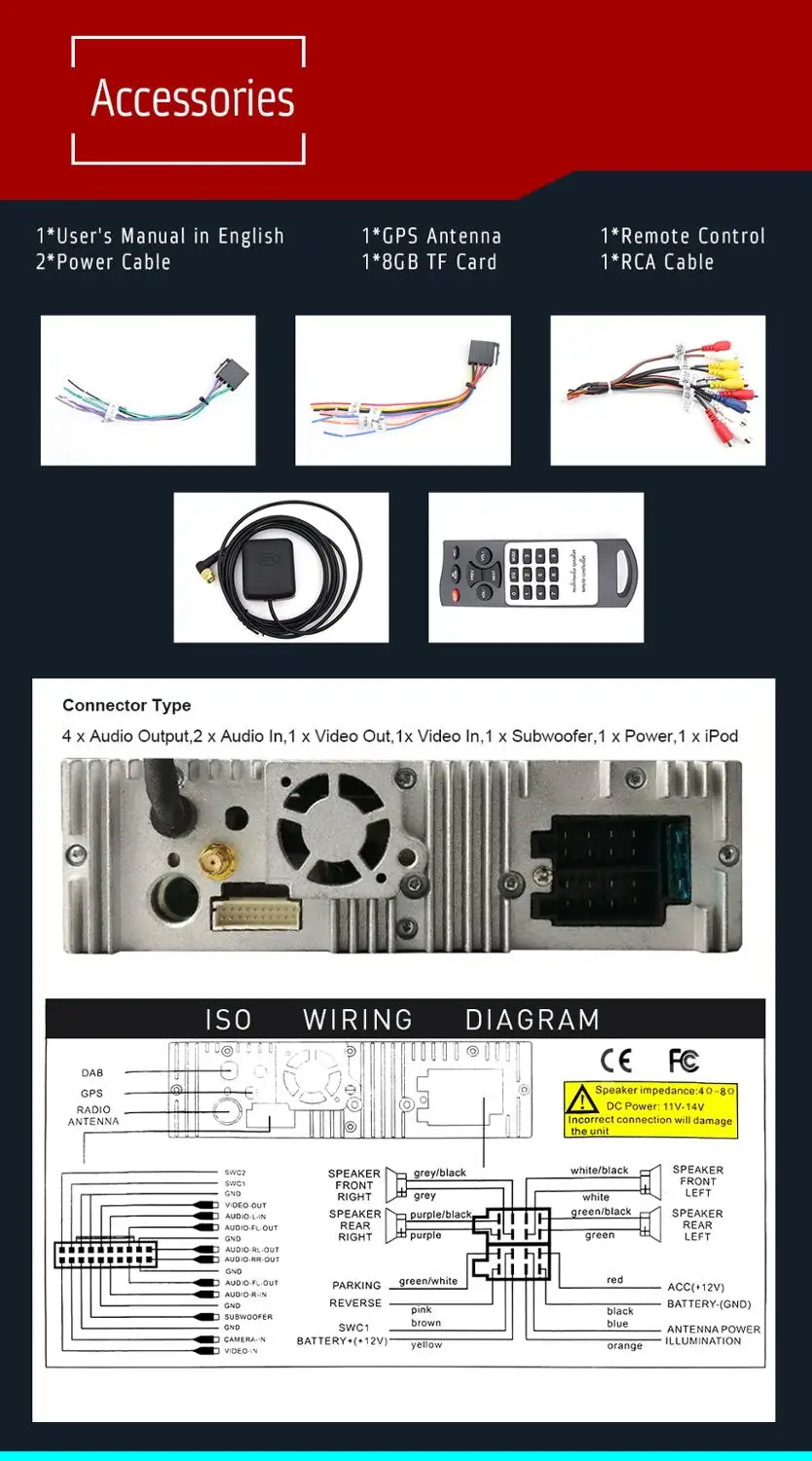 

Single-DIN 7 inch Motorized Flip Out Car Stereo Radio DVD mp3 Player Bluetooth DAB+ Mirror Link LED Rear View Camera