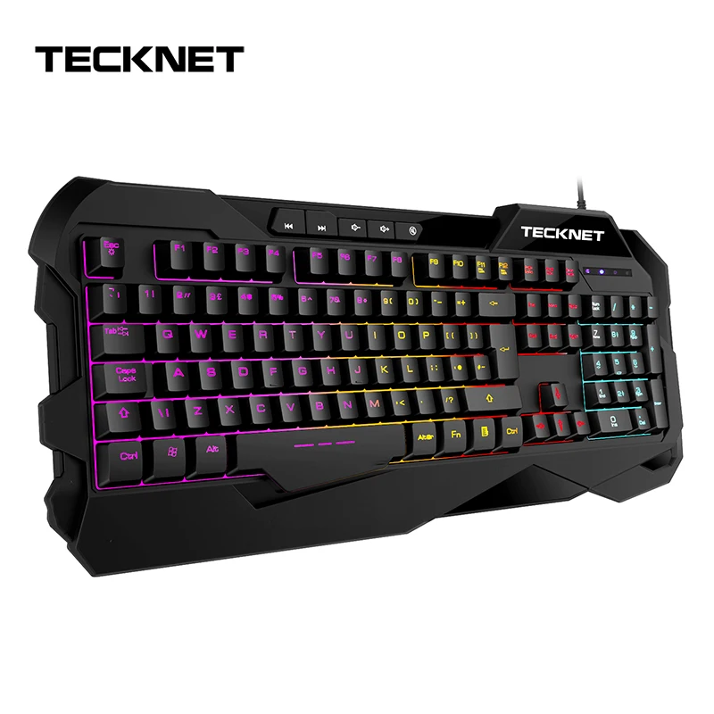 TeckNet 101 Keycaps Проводная игровая клавиатура черная английская с подсветкой