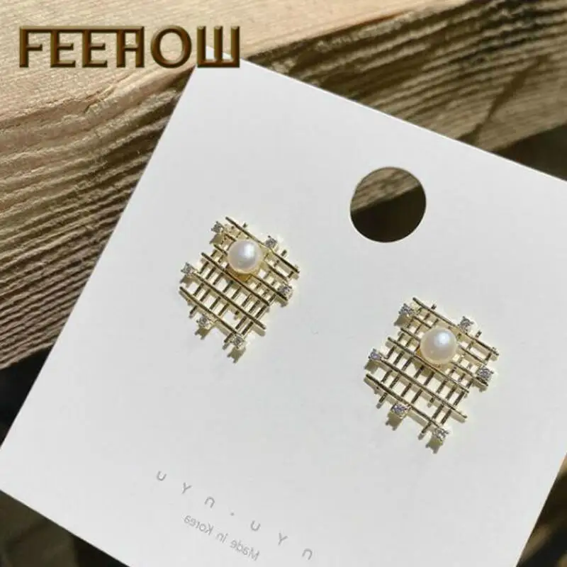 FEEHOW новый стиль барокко жемчужные серьги гвоздики для женщин Свадебная