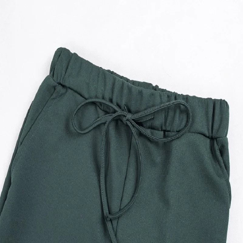 

2020 Fall Hot Style T-Shirt Straight Pants Suit Female 8 Colors Casual Round Neck Pit Strip Cotton Blend S-Xxl Code