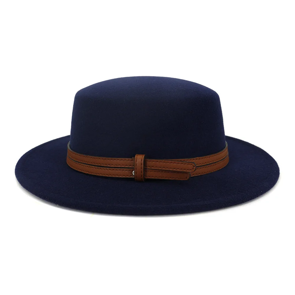 

Autumn And Winter Men And Women Couple Hats New Classic Retro Woolen Flat Cap Big Brimmed Hat Trilby 56-58CM