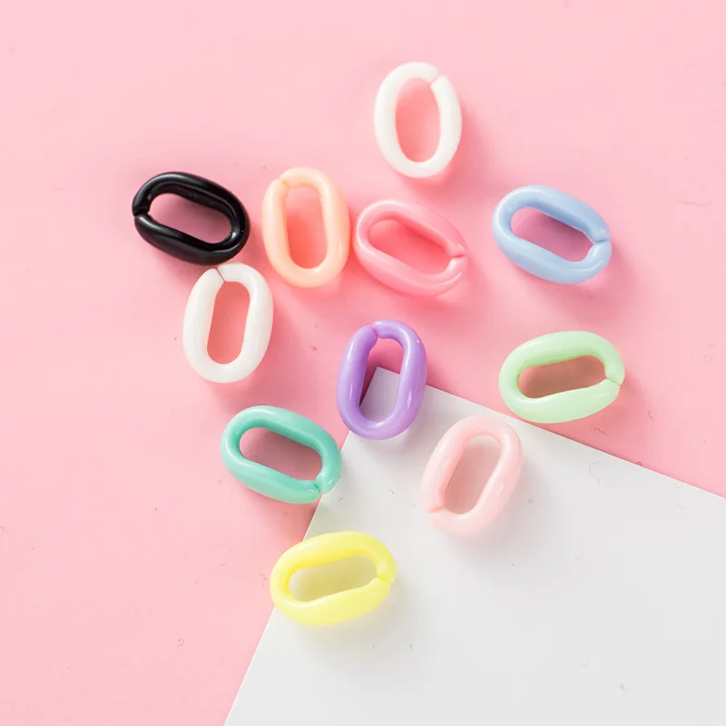 

10pcs / Lot 11 * 16mm Acrylic Color Plastic Open Chain DIY Jewelry Bracelet Accessories Key Chain Opening Ring