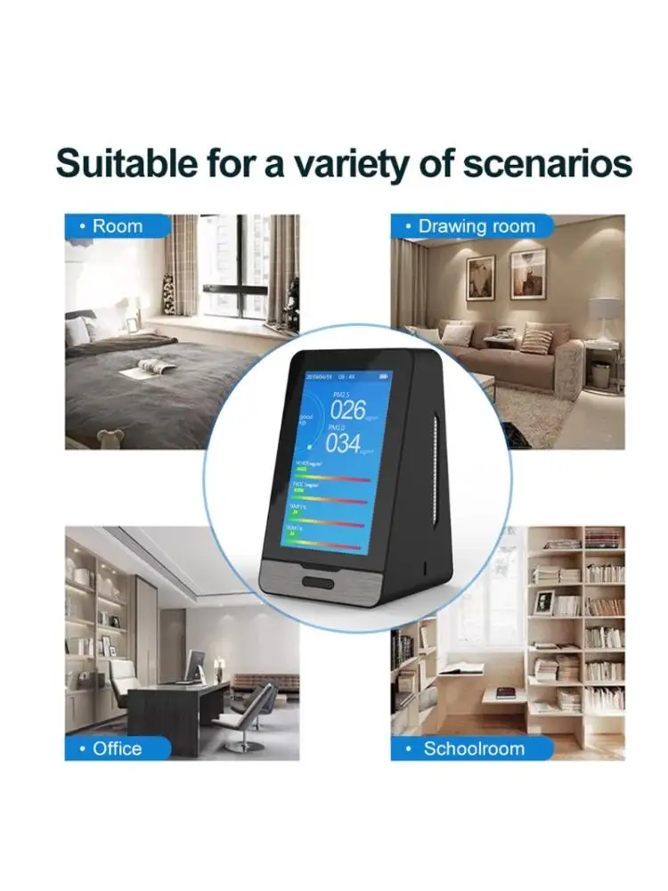 

WIFI 4.3 Inch LED Display Intelligent CO2 HCHO TOVC Gas Detector PM2.5 PM1.0 PM1 T8WE