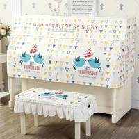116 130 cartoon upright piano cover modern simplicity half piano cover and seat stool cover set korean piano dust proof towel