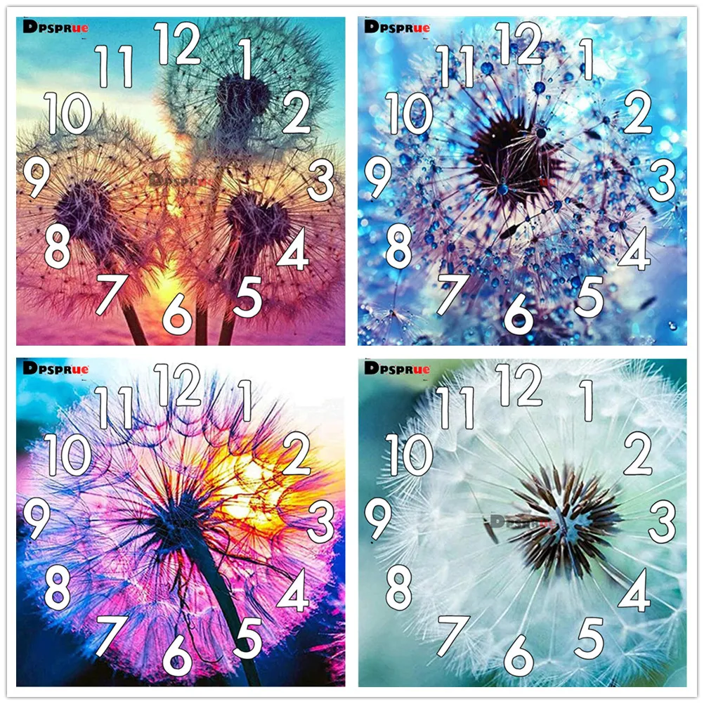 

Алмазная живопись Dpsprue, вышивка крестиком с часовым механизмом, 5D «сделай сам», квадратная, круглая, Одуванчик, 3d вышивка, подарок HG148