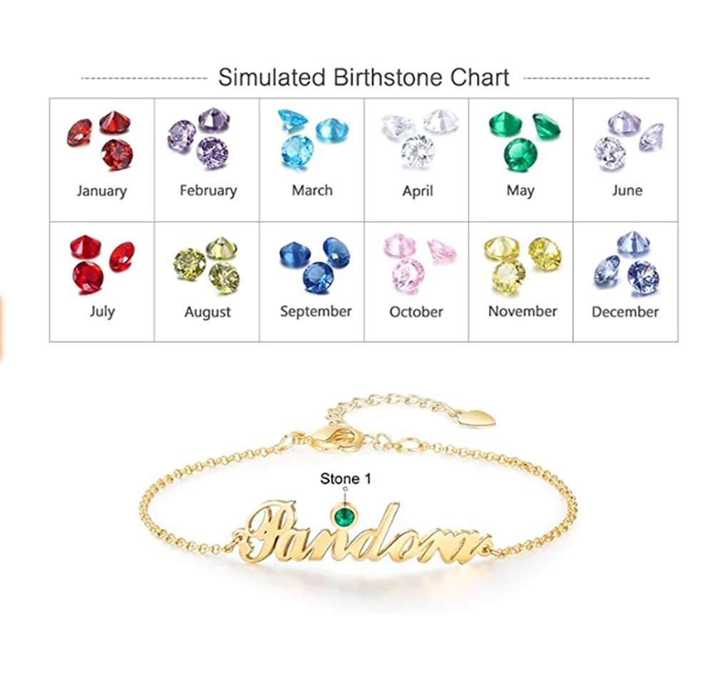 

Cazador Personalized Custom Name Bracelet Birthstone Bracelet Stainless Steel Bracelet For Women Jewelry Couple Friendship Gifts