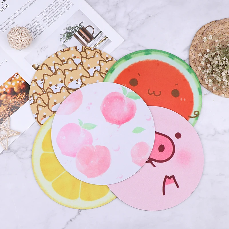 

Cute Fruit Mouse Pad Round Mat Soft thick Watermelon lemon peach Summer