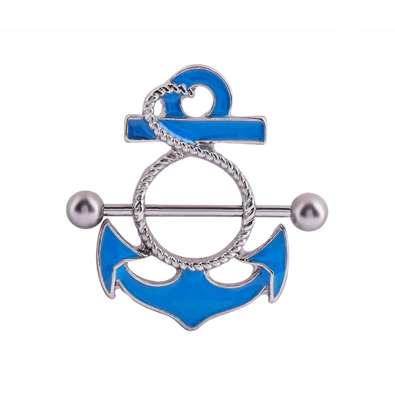 anchor 1 шт. Племенной щит ниппель кольцо с 316L хирургическая сталь штанги ювелирные изделия с подвеской в виде соски пирсинг носа - Окраска металла: anchor