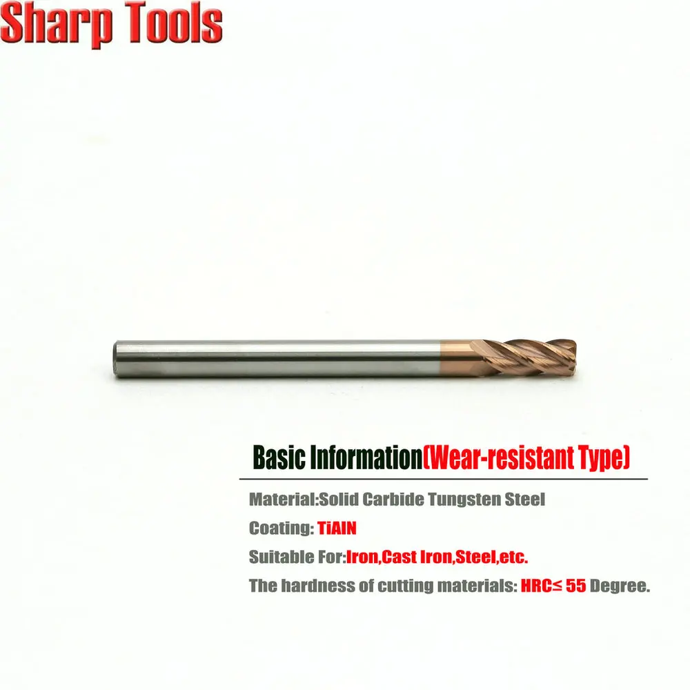 8 мм 4 Флейта концевая фреза Угловые закругленные карбидные фрезы радиус резец HRC55