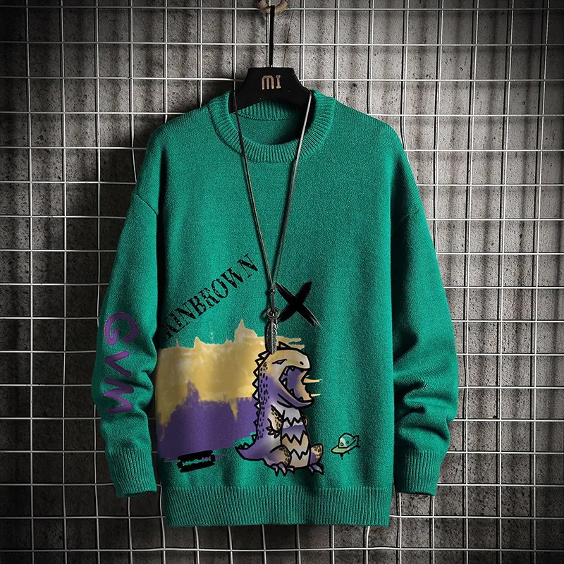 

2021 New Sweaters Men'S Cartoon Printing Long Sleeves Autumn Winter Pullover Knitted O-Neck Plus OverSize 5XL Thickened Knitwear