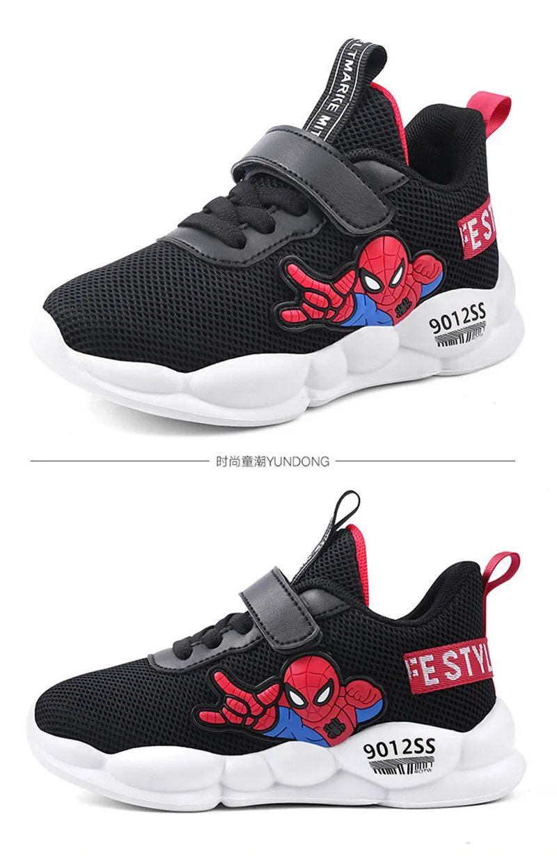 Обувь для мальчиков и девочек «Человек-паук», дышащие повседневные спортивные детские кроссовки для бега, обувь для детей на зиму и осень