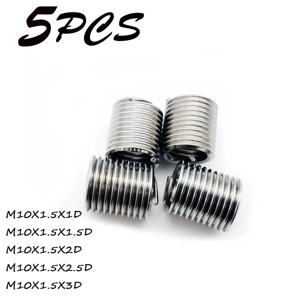 5 шт. M10 * 1 1D/1.5D/2D/2.5D/3D набор серебряных резьбовых ремонтных вставок из нержавеющей