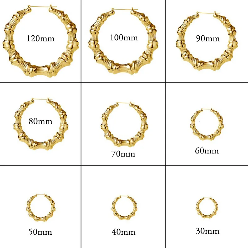 

Personalized Custom Name 30-120mm Bamboo Hoop Earrings European and American Customized Personality Letter Earrings