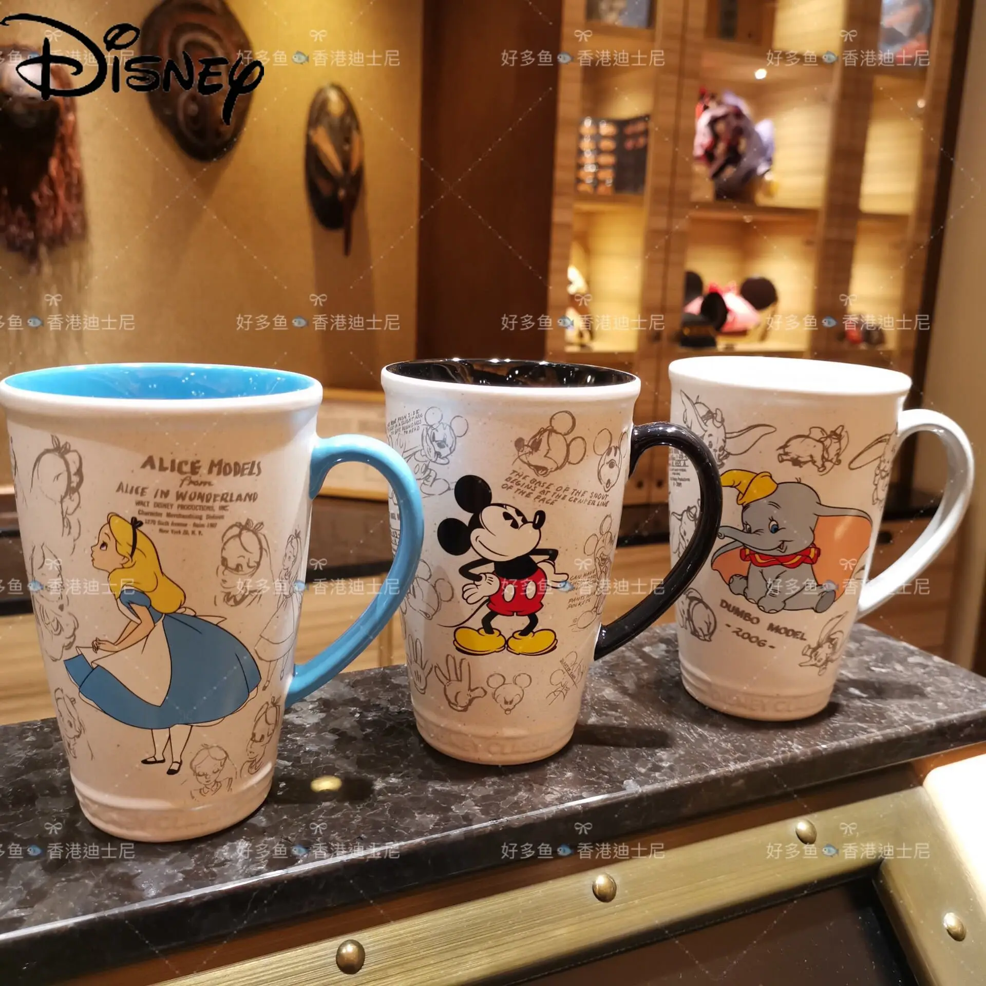 

Disney Cartoon Ceramic Mug Cute Dumbo Alice Hand-painted Afternoon Tea Tea Cup Gift Collection Cup Milk Cup