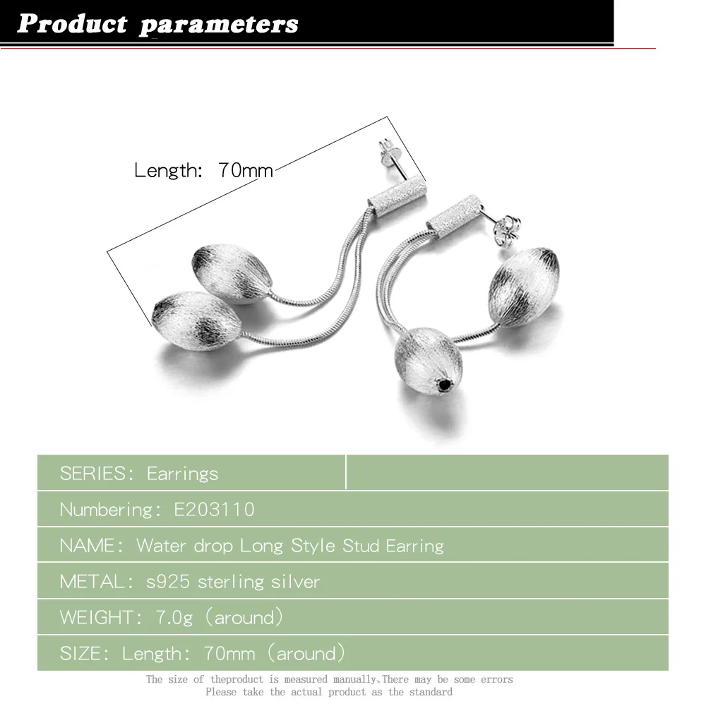 Мода 2017 г. длинные скраб из бисера серьги Уникальный Твердые 925 Серебряные для Для
