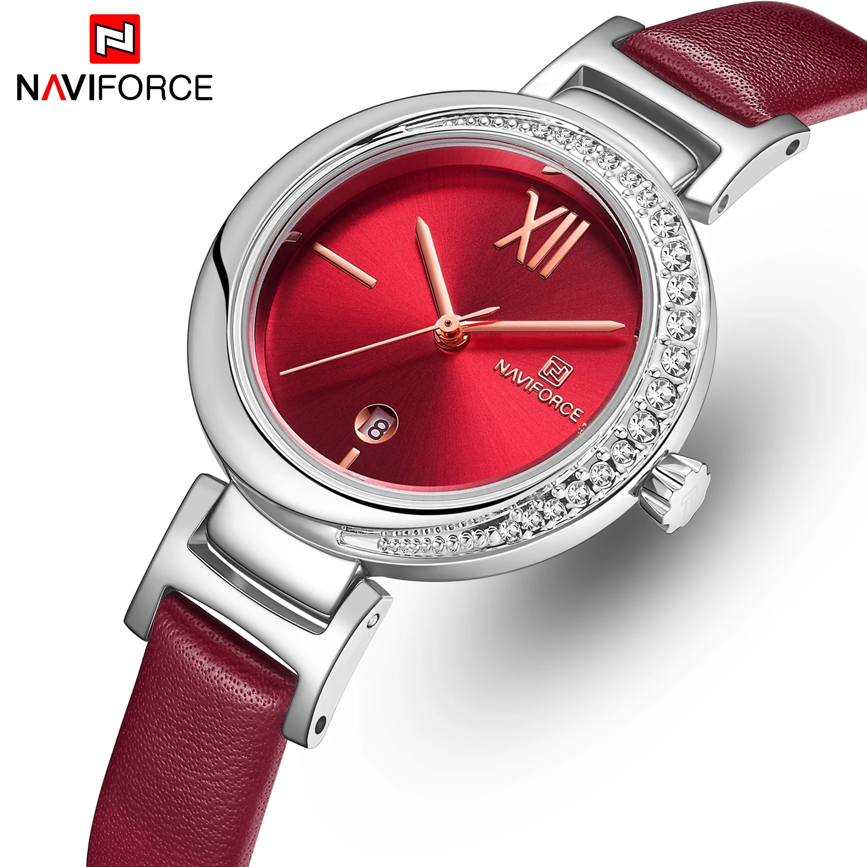 NAVIFORCE часы женские роскошные брендовые для женщин нарядные кварцевые наручные часы кожаные водонепроницаемые женские часы девушка часы Relogio Feminino