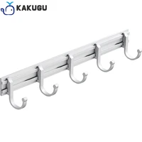 KAKUGU Aluminum Hooks Pasteable Clothes Wall Mounted Bathroom Clothes Towel Removable row hooks Kitchen Bathroom accessories