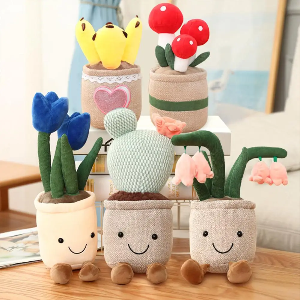

Succulent Plants Plush Stuffed Toys Creative Potted Flowers Pillow Lifelike Doll Kids Gift Plush Doll Soft Bookshelf Decor