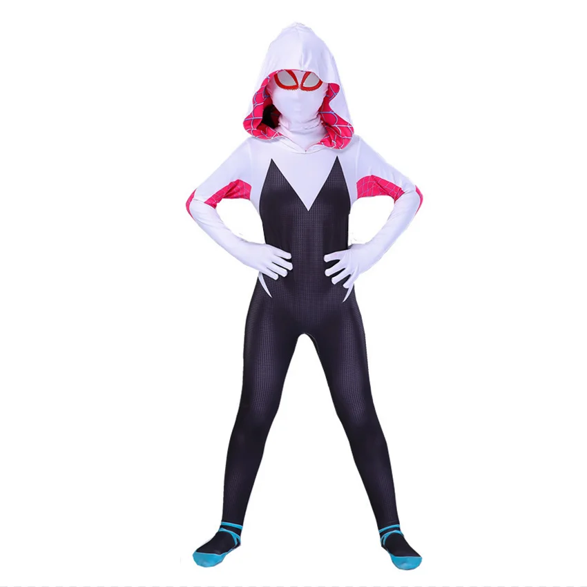 Gwen Spider Superhero Costume Stacy Cosplay Anime Kids Girls Jumpsuits Carnival Halloween Costumes for Kids Zentai Masquerade