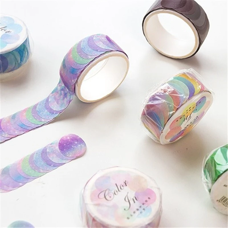 

14x14mm Hard Candy Dot Color Washi Journaling Writing Memory Washi Tape Deco Gift Label Ins Masking Tapes Easy to Tear