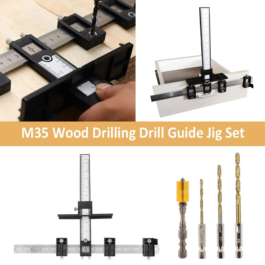 

M35 Drill Guide Cabinet Hardware Auxiliary Tool Jig Set Window Woodworking Handles Knobs Wood Drilling Sleeve Templates Durable