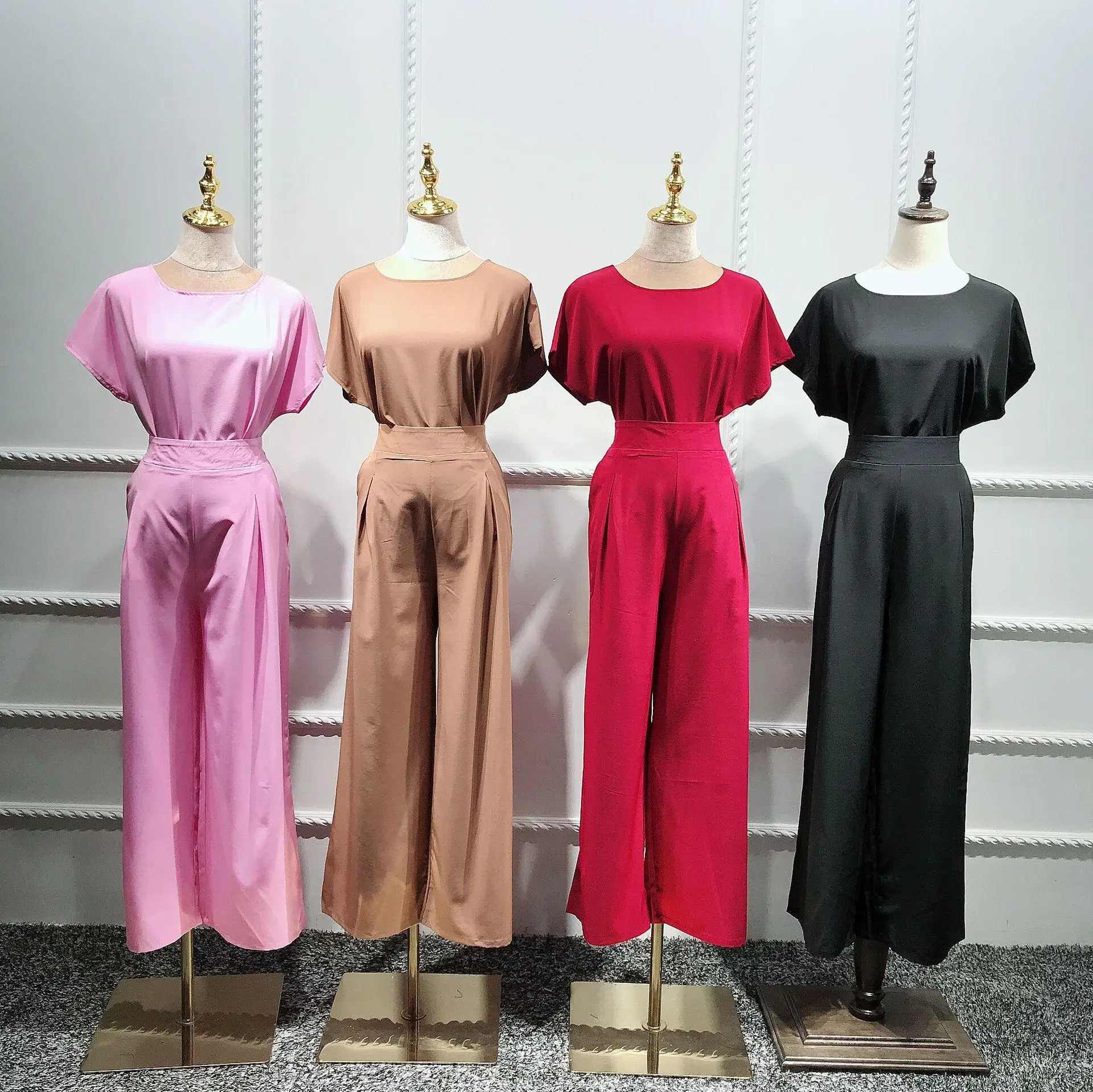 Платье-кимоно женское абайя 3 шт. в мусульманском стиле открытый кардиган + Топы