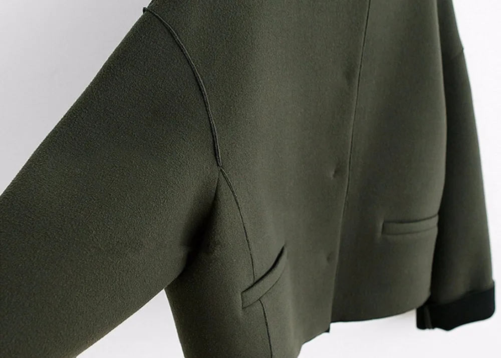 

Women's O-neck Single-breasted Full-sleeved Short Wool Coat High Street Winter Long-sleeved Cardigan Ladies Short Coat