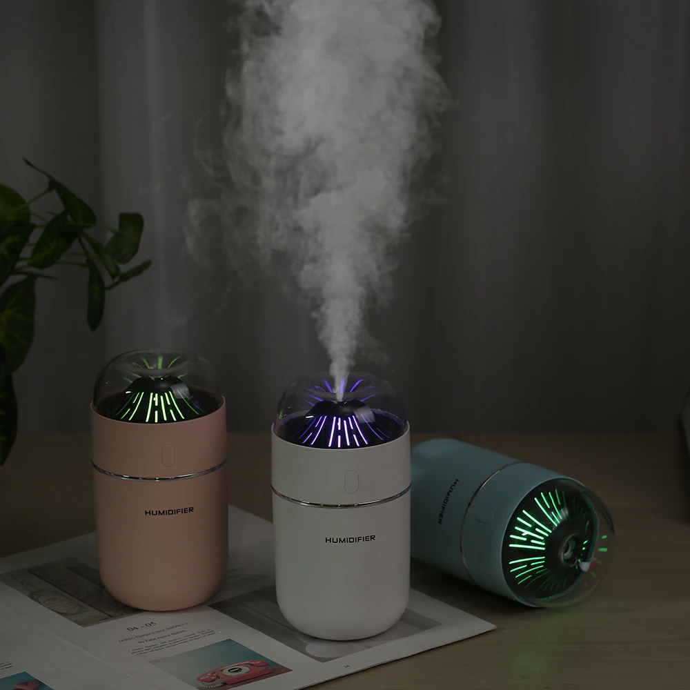 

320ml Small Volcano Air Humidifier Ultrasonic Cool Mist Aroma Essential Oil Diffuser Color LED Lamp For Office Bedroom Car