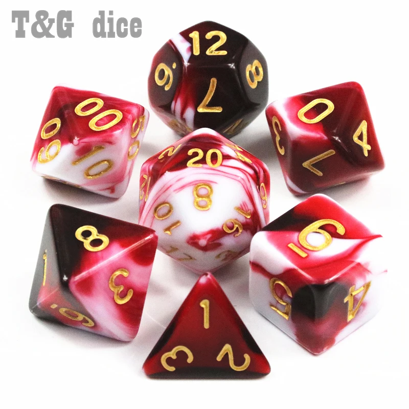 T &amp G 7 шт трпг кости для DND D4-D20 многосторонних игр кубики цветов Настольный