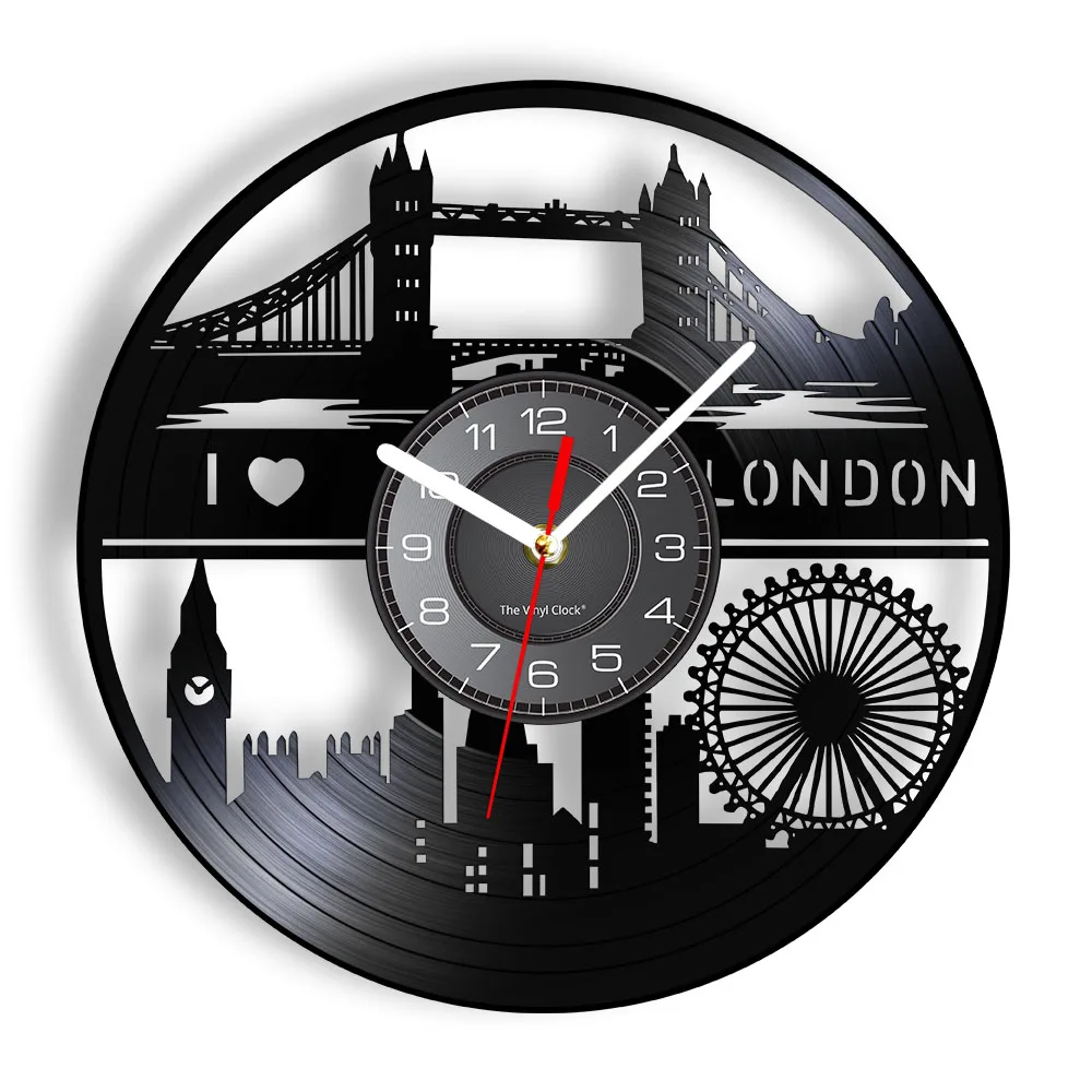 London Eye Ferris Wheel Vinyl Record Wall Clock England Landmark Big Ben Tower Modern Decorative Silent Quartz Clock Wall Watch