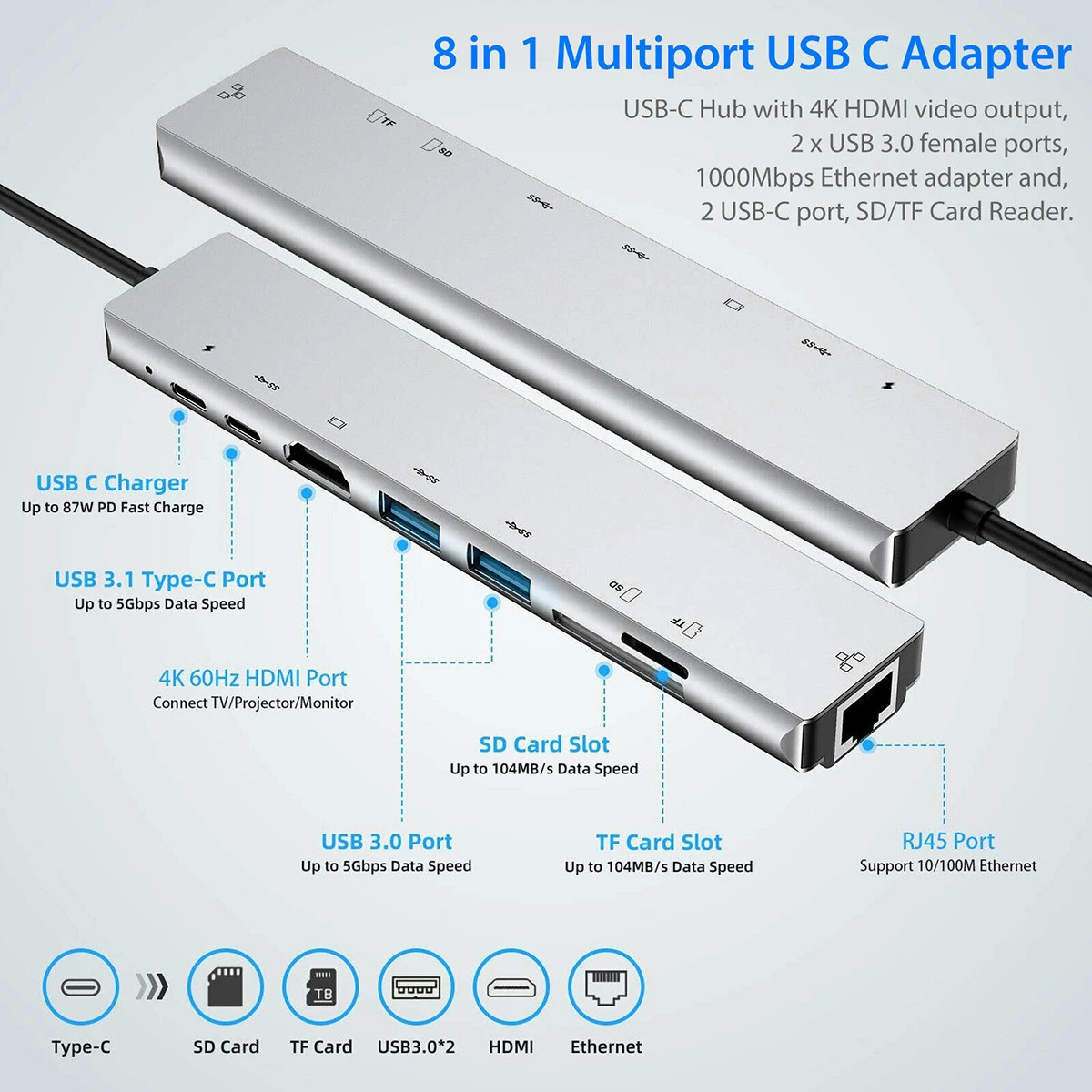 USB-хаб 8 в 1/11 1 USB C HDMI VGA Thunderbolt 3 кардридер SD/TF для Microsoft Surface Laptop MacBook Pro 2020 | Компьютеры