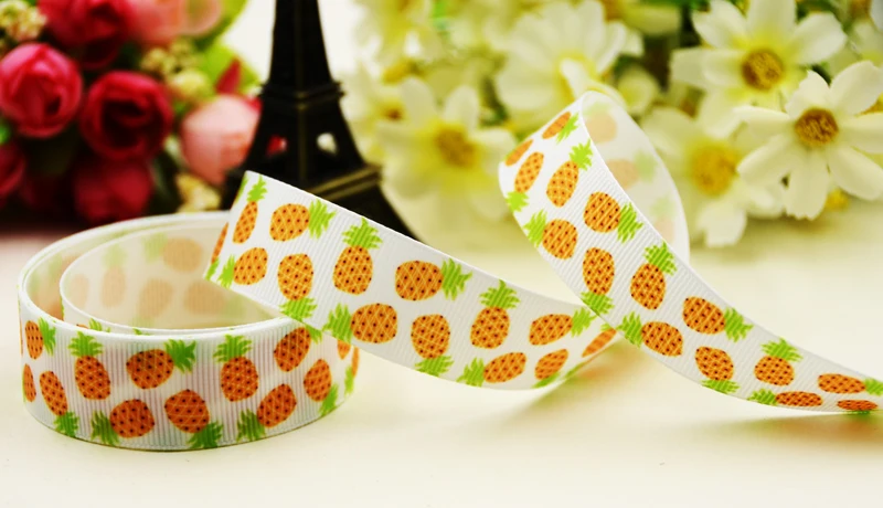 

22mm 25mm 38mm 75mm Fruit Cartoo5n printed Grosgrain Ribbon party decoration 10 Yards X-03407