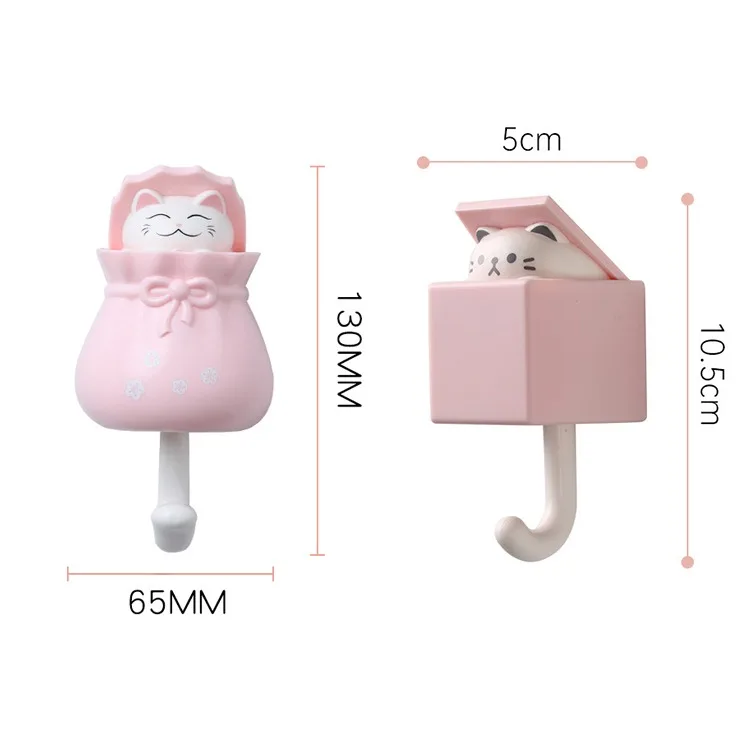 

Lucky Cat Strong Sticky Hook Bathroom Sundries Organizer Clothes Storage Racks Key Holder rangement Home Decoration Accessories