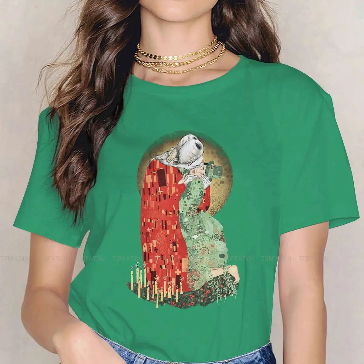 

Impressionism TShirt for Woman Girl 4XL The Bloody Kiss Basic Leisure Tee T Shirt High Quality Fluffy