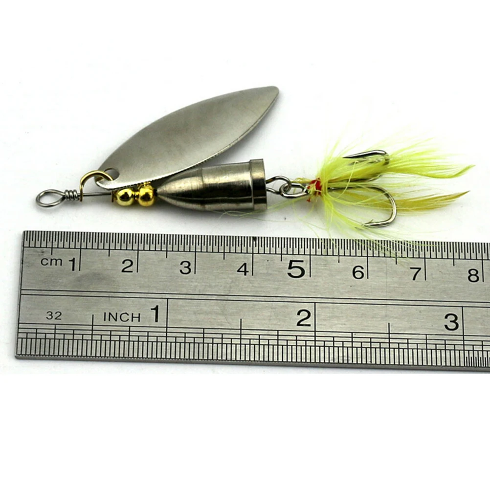 

10pcs/Set New Spinner Fishing Baits Metal Artificial Lures Fishing Yellow Feather