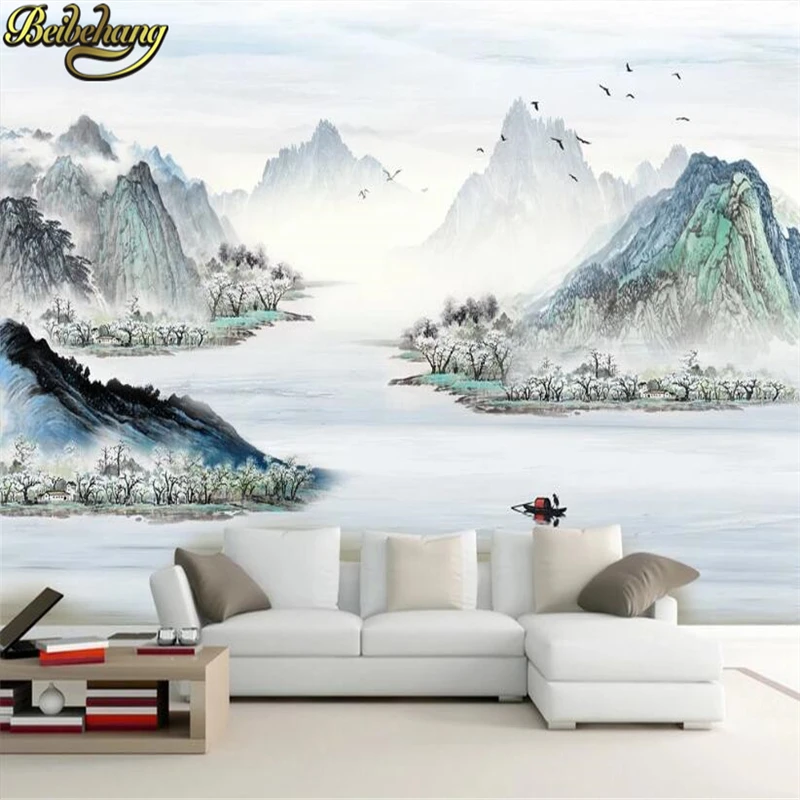 Фотообои beibehang на заказ 3D чернила пейзаж роспись спальня гостиная новый дизайн