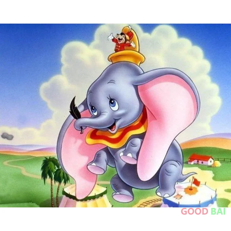 

Алмазная живопись Disney 5D, Набор для вышивки крестиком Дамбо, алмазная вышивка «сделай сам», полноразмерная круглая картина из мультфильма «д...