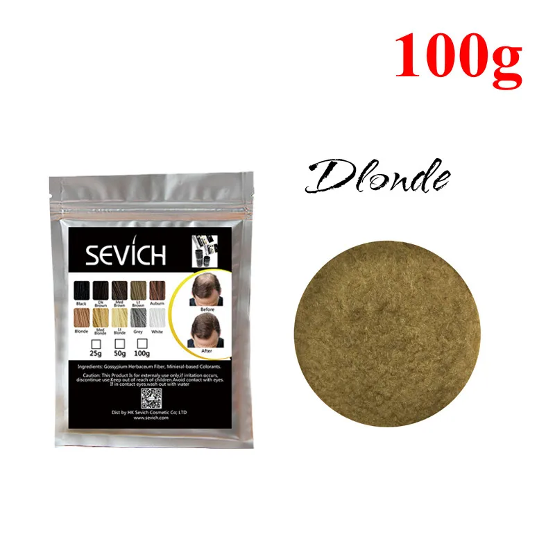 Blonde-100g Кератиновые волокна против потери волос от Sevich, 100 г, 10 цветов, волокна для волос, волокна для роста волос, восстановление волос, консилер, спрей, продукт для ухода за волосами, 50 г - Color: Blonde-100g