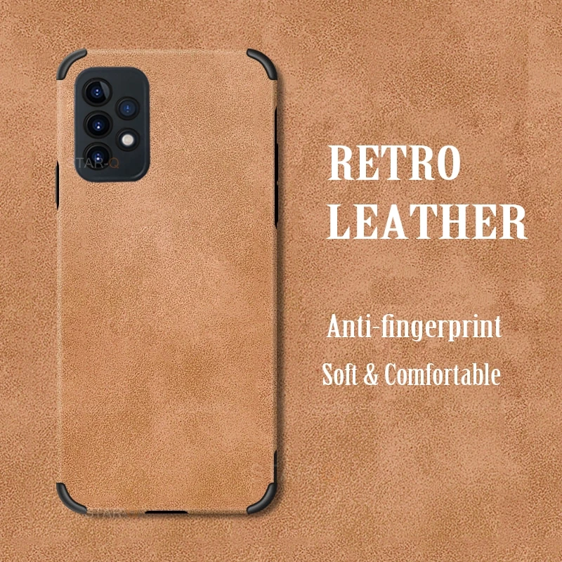 

Retro Leather Phone Cover Case For Samsung Galaxy A52 A32 4G 5g A72 A 72 52 32 2021 Luxury Airbag Shockproof Brown Soft Shell