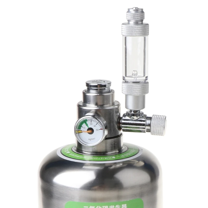 

Aquarium DIY CO2 Generator System Stainless Steel Bottle Tools with Pressure Gauge Automatic Pressure Relief Valve Bubble Drop