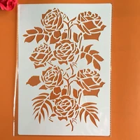 a4 29 21cm rose diy stencils wall painting scrapbook coloring embossing album decorative paper card templatewall
