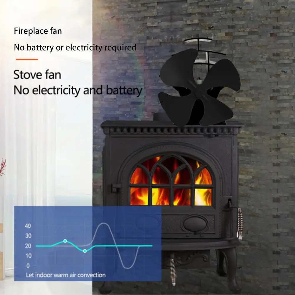 4 лопасти Тепловая плита вентилятор бревна комин деревянная горелка
