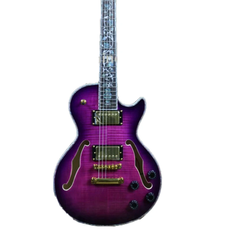 

New High Quality 6 Strings Custome Semi Hollow Body Electric Guitar Purple Colors TOM Bridge HH Pickups Rosewood Fingerboard