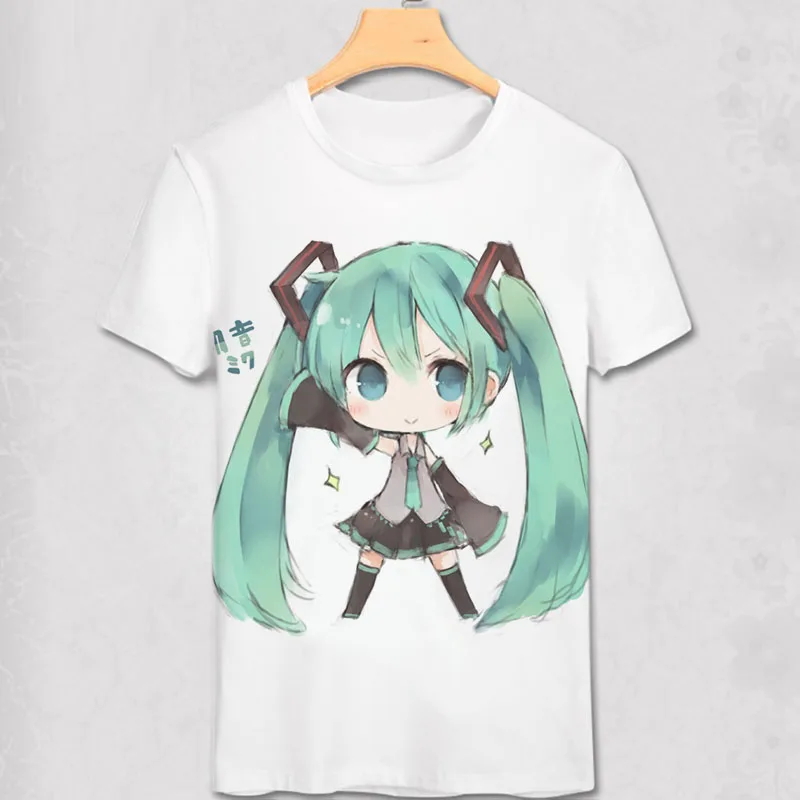 24 Новинка, футболка vocaloid Hatsune Miku, аниме, известная японская анимация, новинка, летняя мужская футболка, карнавальный костюм, Милая футболка - Цвет: 24