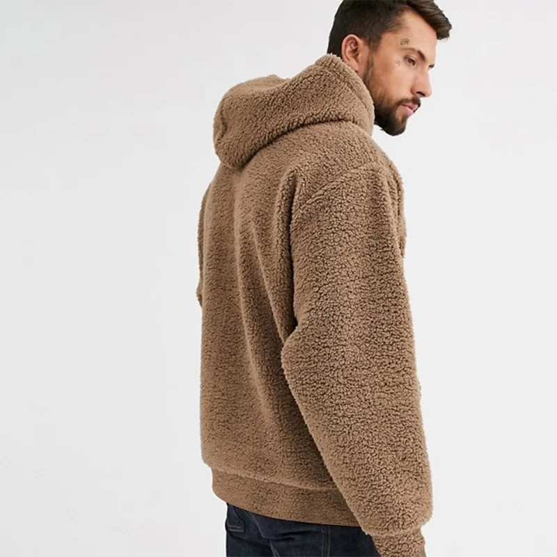 

Winter New Youth Fashion Brand Hooded Jacket Warm Thick Pullover Plush Casual Long-Sleeved Top Men's Clothing 2020