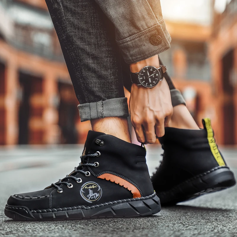 Ботильоны мужские кожаные модная Винтажная обувь оксфорды ручной работы ботинки